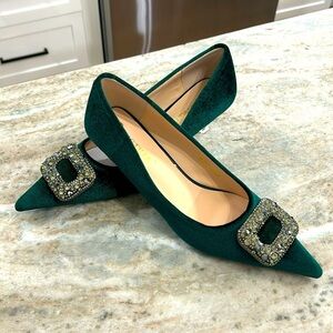 Big Tree Women’s Velvet Pointy Toe Kitten heel Dressy Shoes W/ Jewel Tops Sz 38